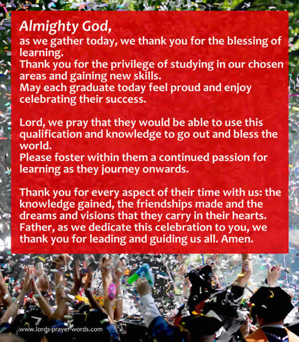 sample closing prayer for kindergarten graduation